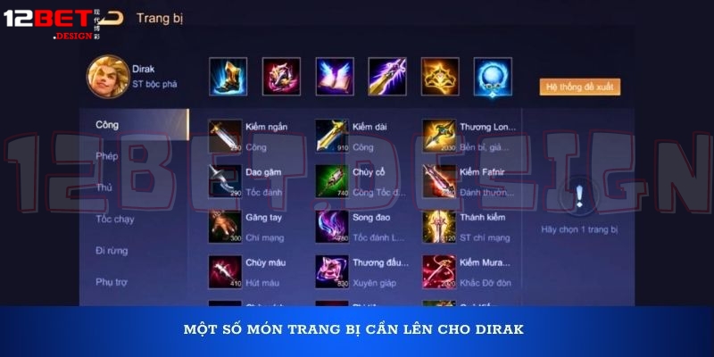 Một số món trang bị cần lên cho Dirak